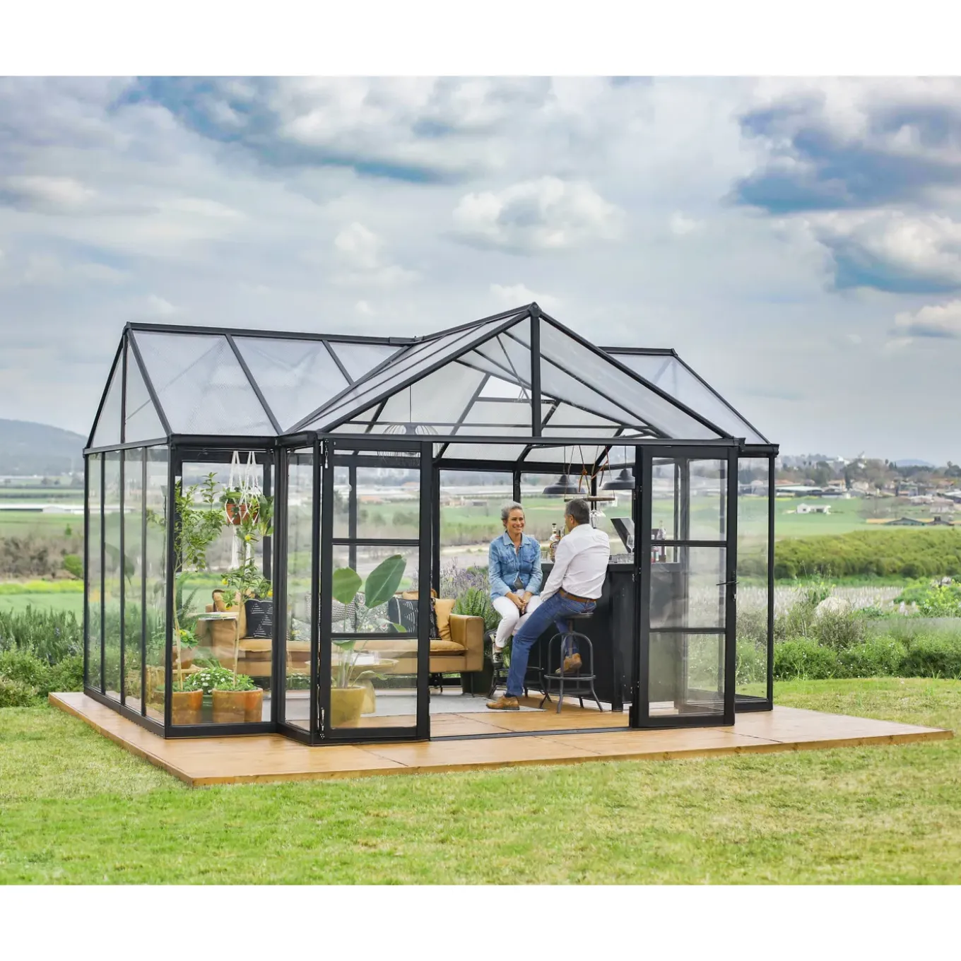 Canopia Tuinkas Triomphe Oranjerie - Polycarbonaat 10mm - Zwart - 303x380x190 cm