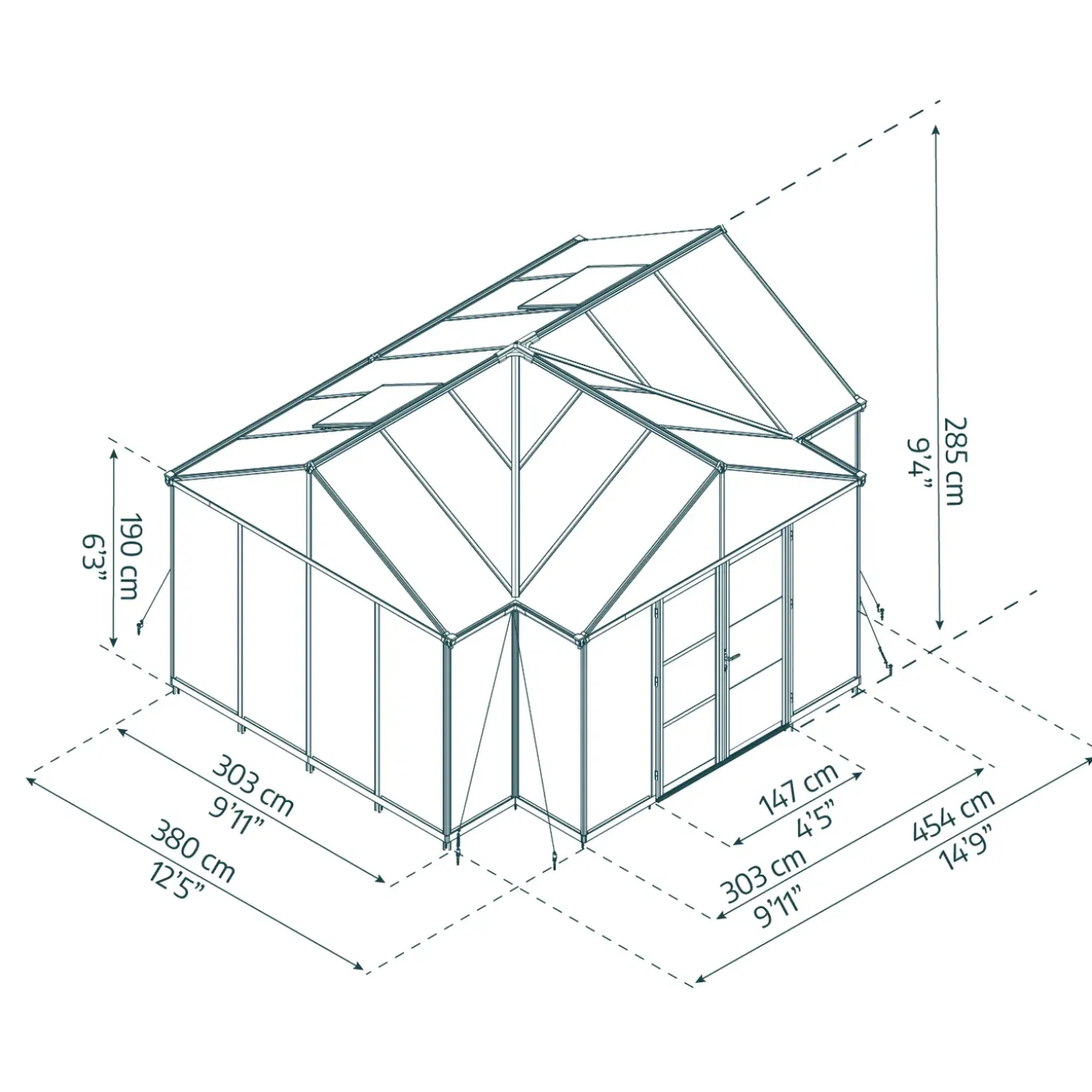 Canopia Tuinkas Triomphe Oranjerie - Polycarbonaat 10mm - Zwart - 303x380x190 cm