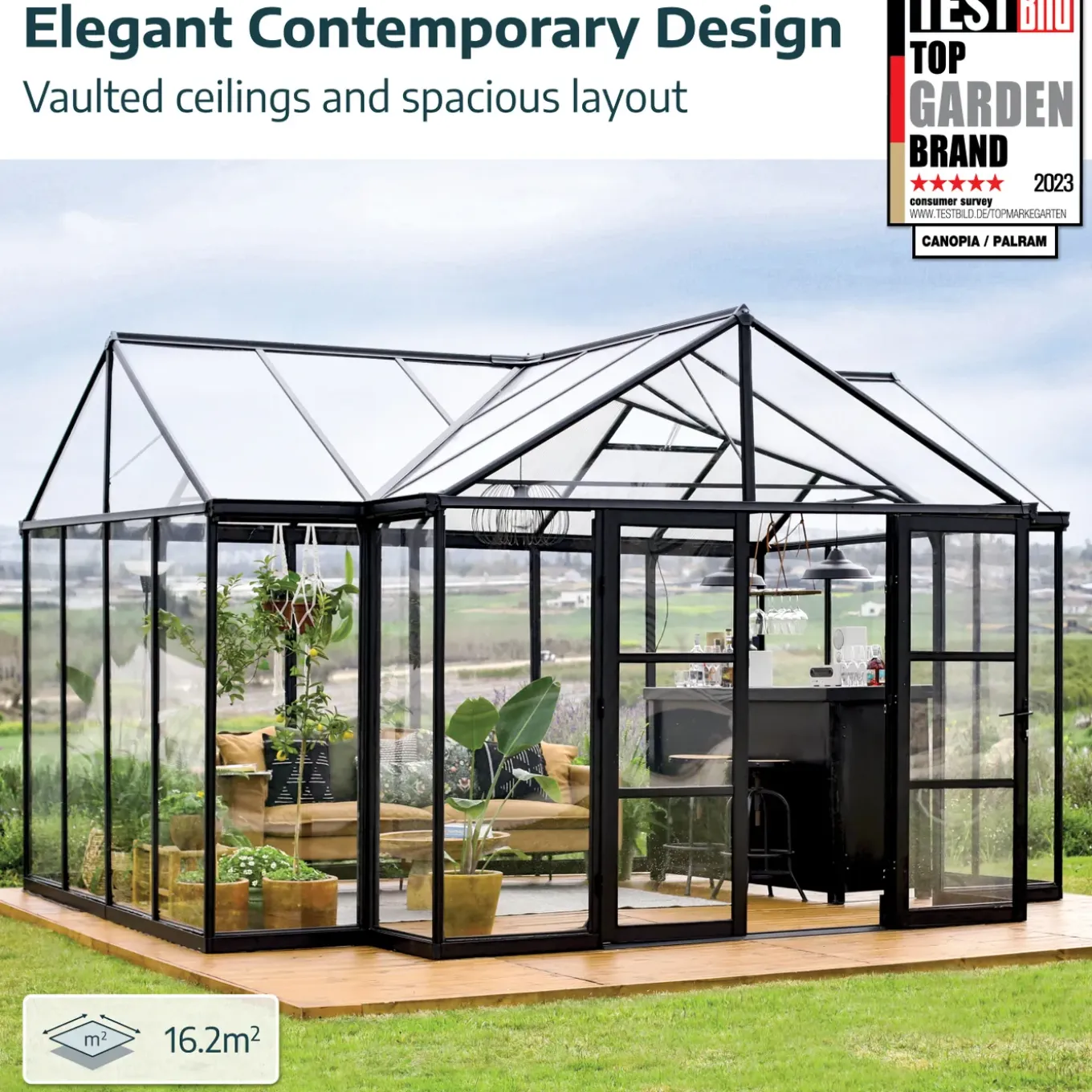 Canopia Tuinkas Triomphe Oranjerie - Polycarbonaat 10mm - Zwart - 303x380x190 cm