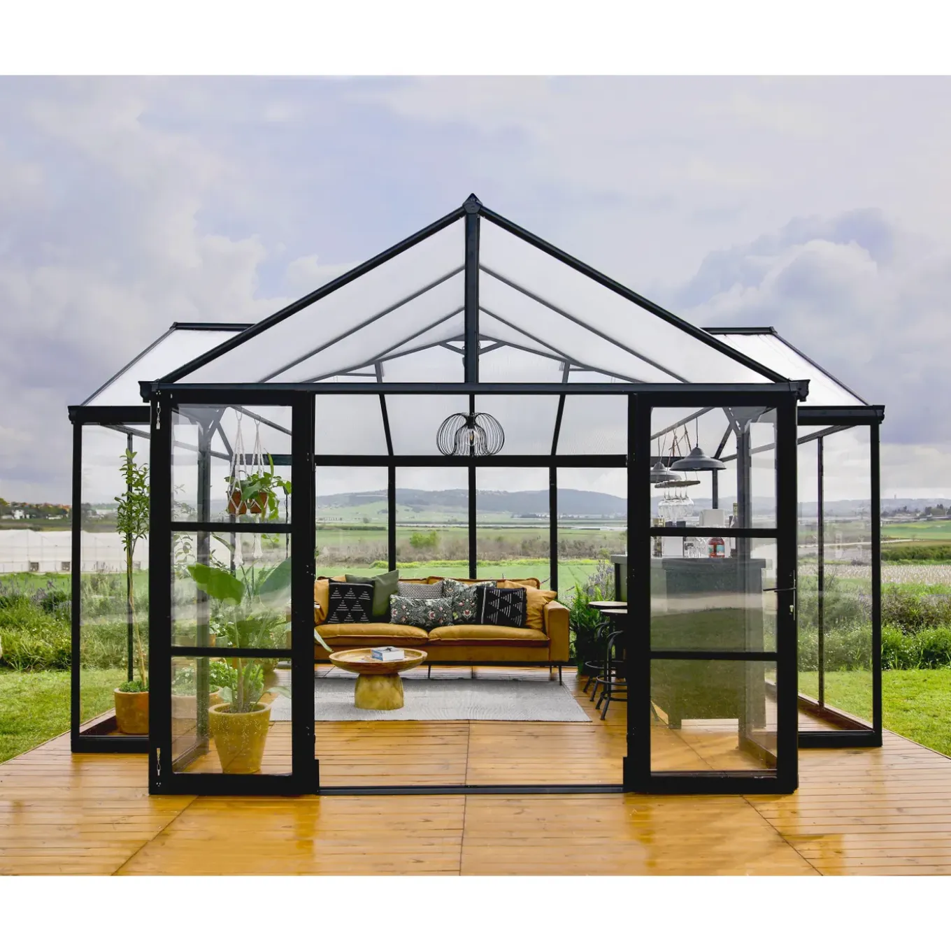 Canopia Tuinkas Triomphe Oranjerie - Polycarbonaat 10mm - Zwart - 303x380x190 cm