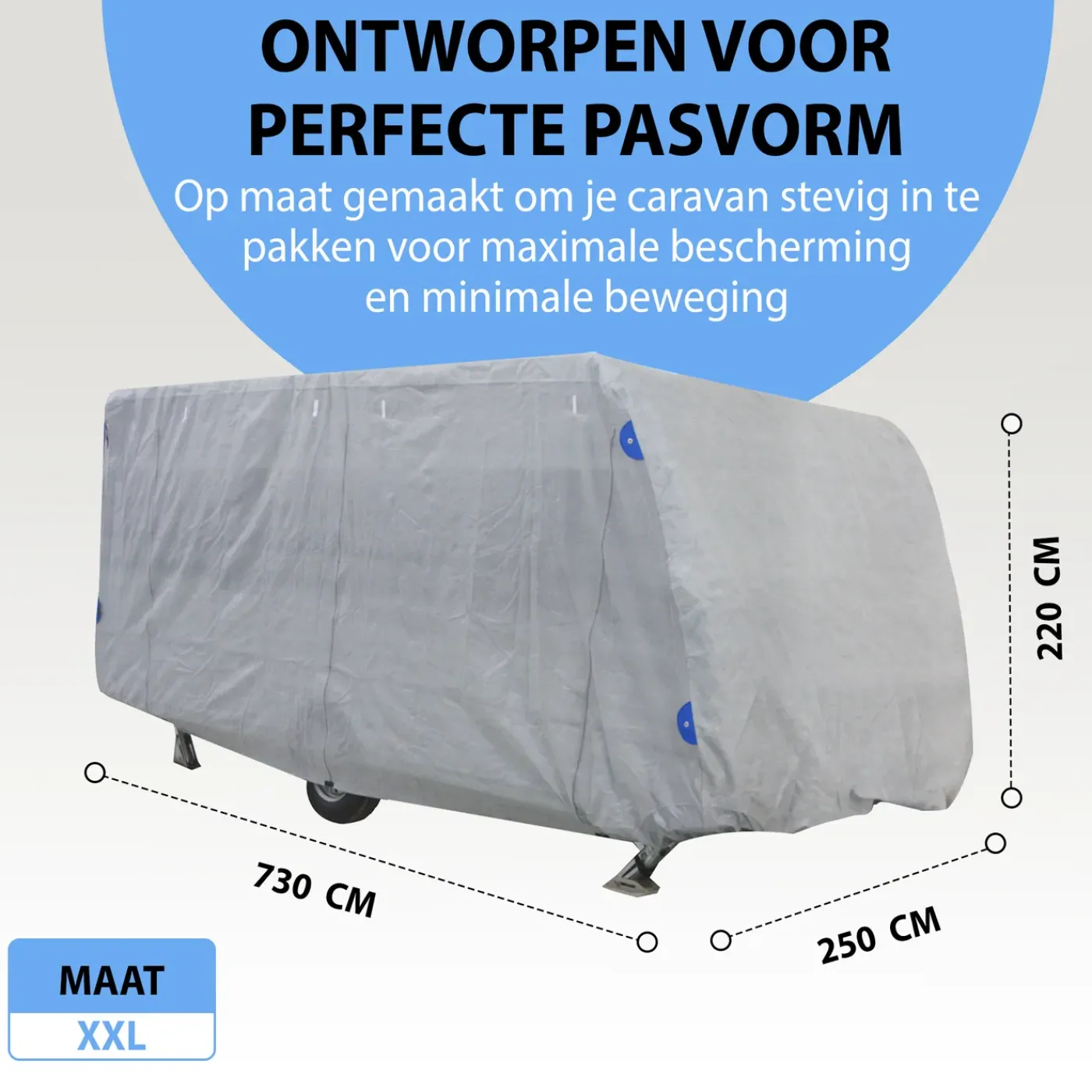 Muntel Caravanhoes Xxl – Waterdicht & Uv-bestendig 7,30 X 2,50 X 2,20 M