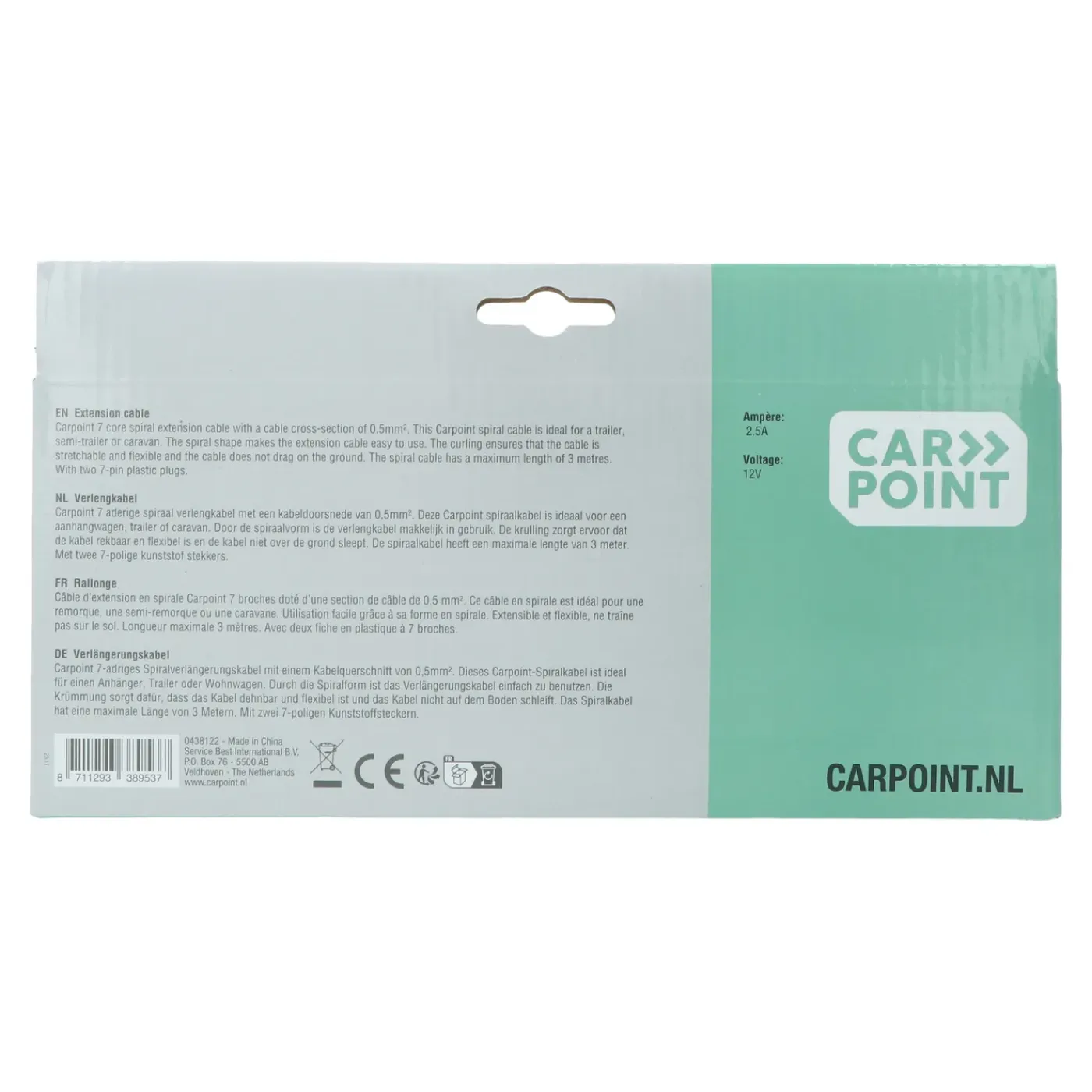 Carpoint Spiraal Trailer Verlengkabel 7p>7p Stekker/stekker