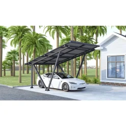 Habitat et Jardin Carport Met Zonnepanelen Zonwering Overkapping - 366 X 575 X 366 Cm - Grijs - 4,1 Kw