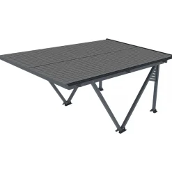 Habitat et Jardin Carport Met Zonnepanelen Zonwering Overkapping - 366 X 575 X 366 Cm - Grijs - 4,1 Kw