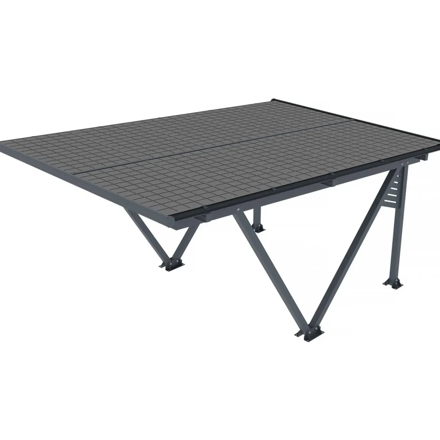 Habitat et Jardin Carport Met Zonnepanelen Zonwering Overkapping - 366 X 575 X 366 Cm - Grijs - 4,1 Kw