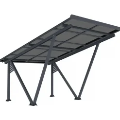Habitat et Jardin Carport Met Zonnepanelen Zonwering Overkapping - 366 X 575 X 366 Cm - Grijs - 4,1 Kw