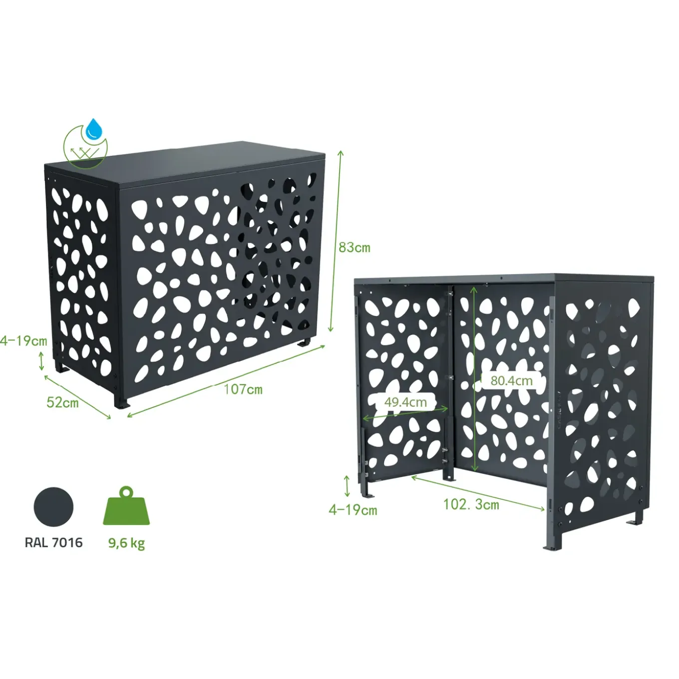 Casanoov Airco- & Warmtepomp Ombouw Aneto Sunny Aluminium Grijs - Maat M