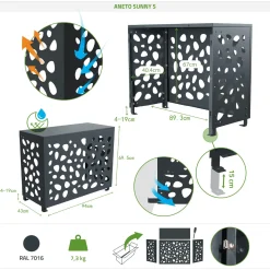 Casanoov Airco- & Warmtepomp Ombouw Aneto Sunny Aluminium Grijs - Maat S
