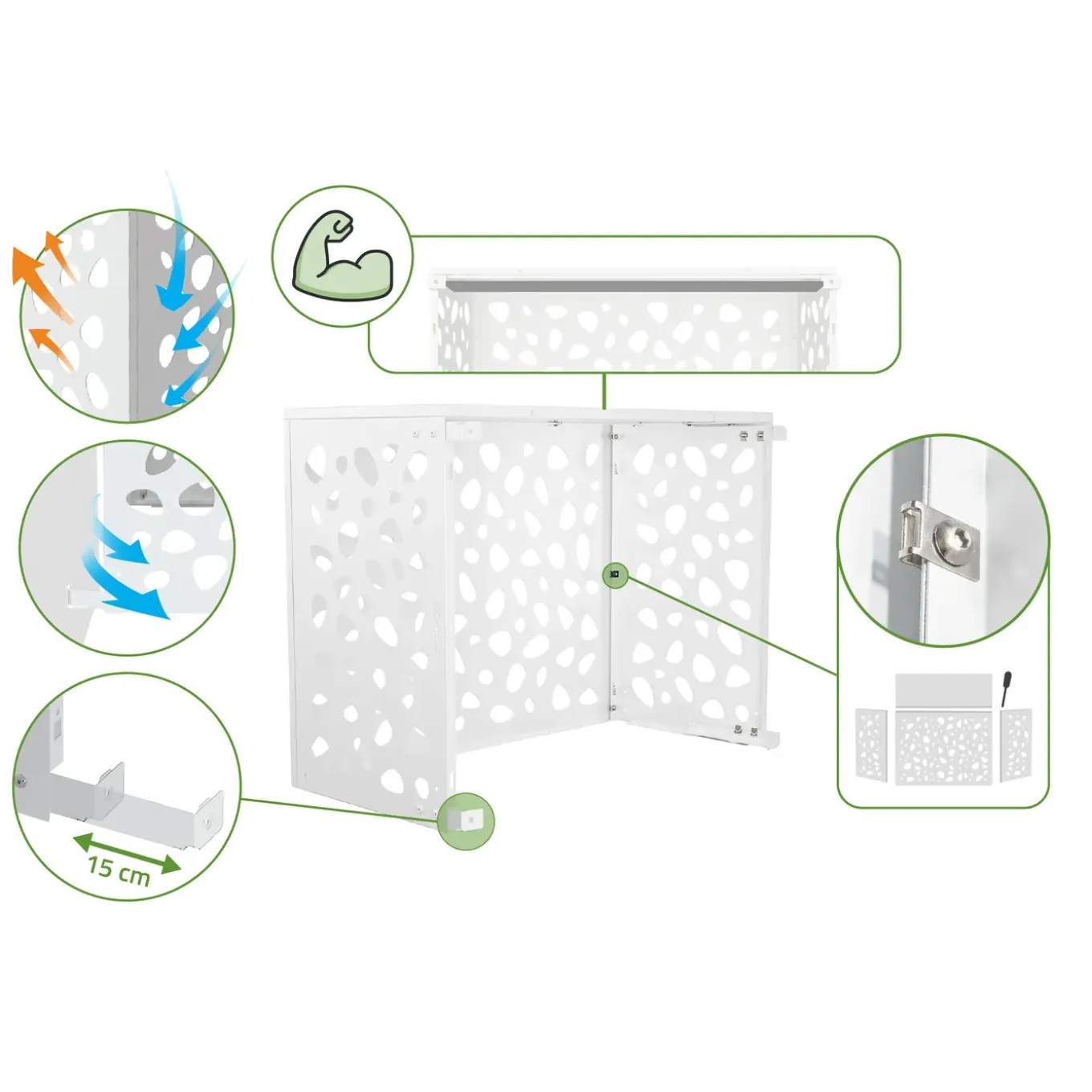 Casanoov Airco- & Warmtepomp Ombouw Aneto Sunny Aluminium Wit - Maat M