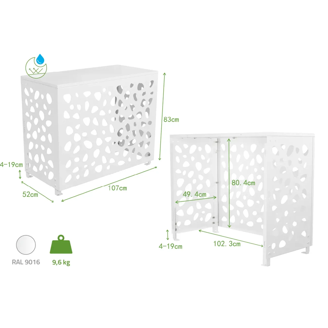 Casanoov Airco- & Warmtepomp Ombouw Aneto Sunny Aluminium Wit - Maat M