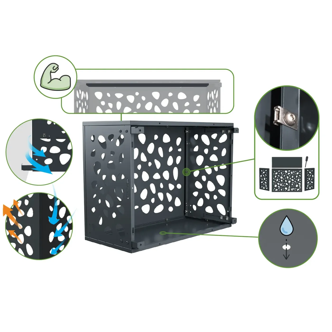 Casanoov Airco- & Warmtepomp Ombouw Aneto Sunny Aluminium Grijs Met Onderzijde - Maat S