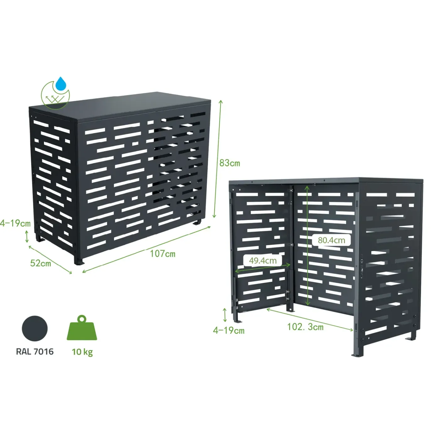 Casanoov Airco- & Warmtepomp Ombouw Aneto Arlberg Aluminium Grijs - Maat M
