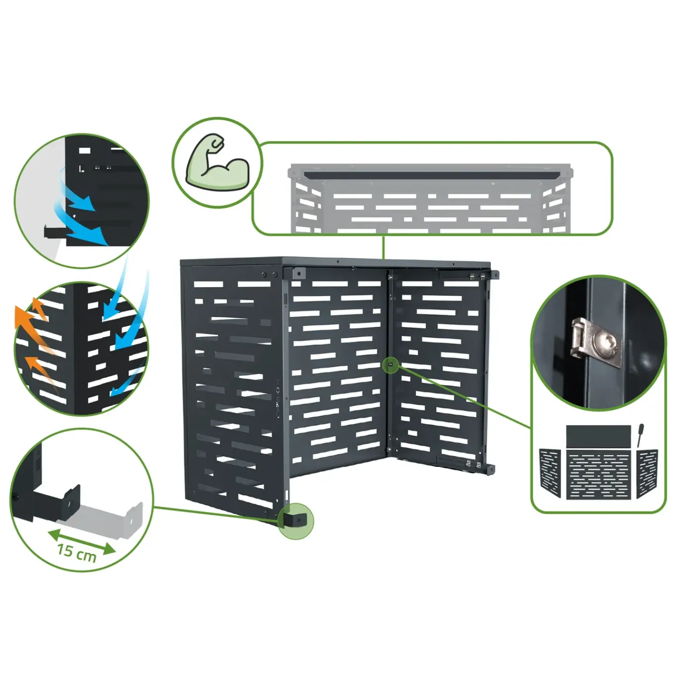 Casanoov Airco- & Warmtepomp Ombouw Aneto Arlberg Aluminium Grijs - Maat M
