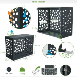 Casanoov Airco- & Warmtepomp Ombouw Aneto Sunny Aluminium Grijs Met Onderzijde - Maat M