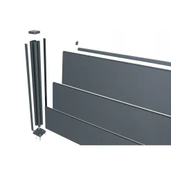 Casanoov Alpis-omheining, Antracietgrijs, 2 M, H. 150 Cm, Aluminium - Brede Lamellen