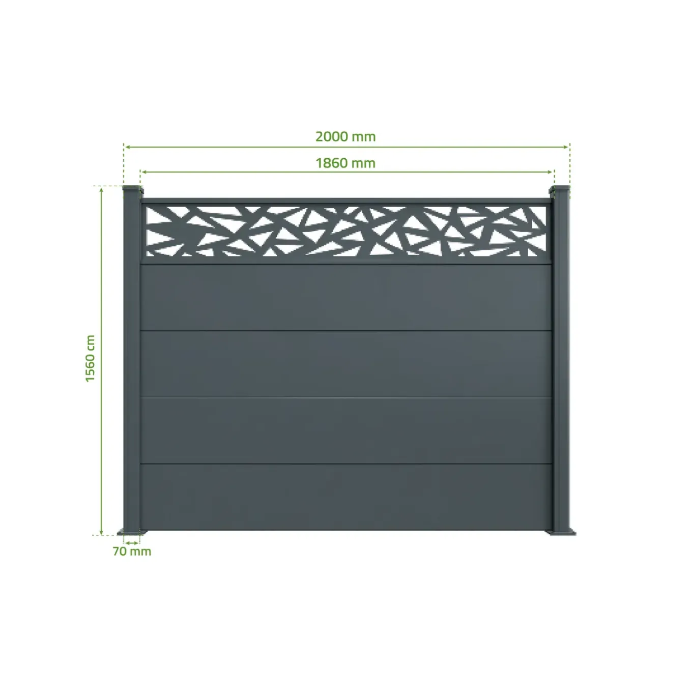 Casanoov Alpis Ruivo-omheining, Antracietgrijs, 2m H.150cm Aluminium - Brede Lamellen