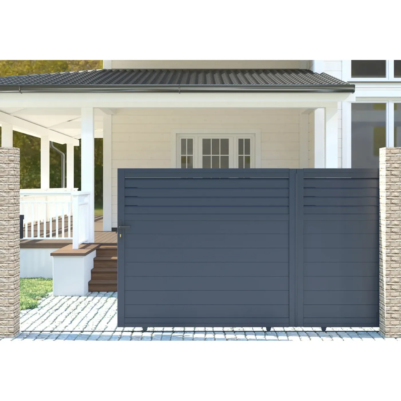 Casanoov Aluminium Elektrische Schuifpoort Carpatia 3,5m H.180cm + Ranger C300 Motorisering