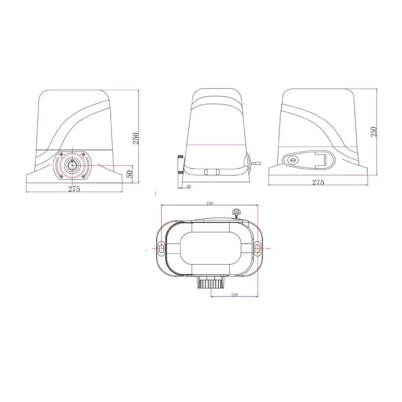 Casanoov Aluminium Elektrische Schuifpoort Carpatia 3,5m H.180cm + Ranger C300 Motorisering