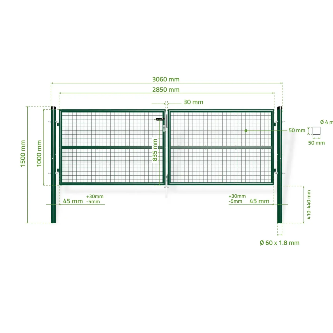 Casanoov Gaasdraaipoort Olga 3m H.100cm Mosgroen