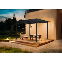 cazeboo Bioklimatische Pergola Piana Grijze 3x2,5m Aluminium - Verstelbare Latten
