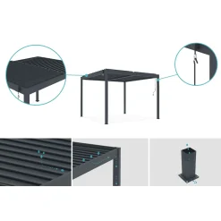 cazeboo Bioklimatische Pergola Piana Grijze 3x2,5m Aluminium - Verstelbare Latten