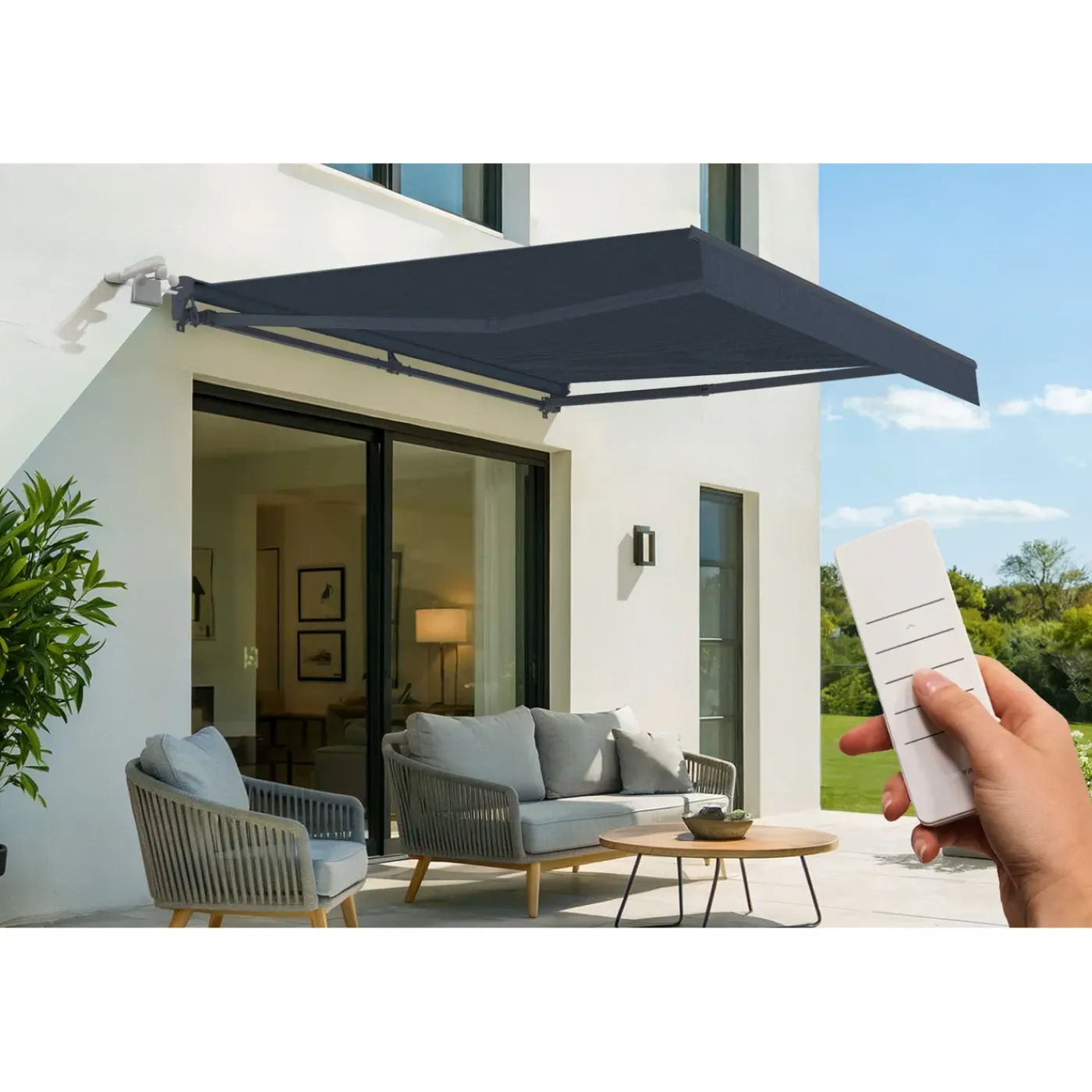 cazeboo Gemotoriseerde Zonneluifel Fazzio 3x2,5m - 320g/m² Premium Canvas Grijze