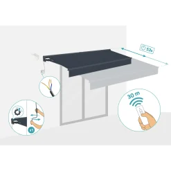 cazeboo Gemotoriseerde Zonneluifel Fazzio 3x2,5m - 320g/m² Premium Canvas Grijze