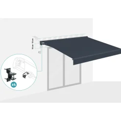 cazeboo Gemotoriseerde Zonneluifel Fazzio 3x2,5m - 320g/m² Premium Canvas Grijze
