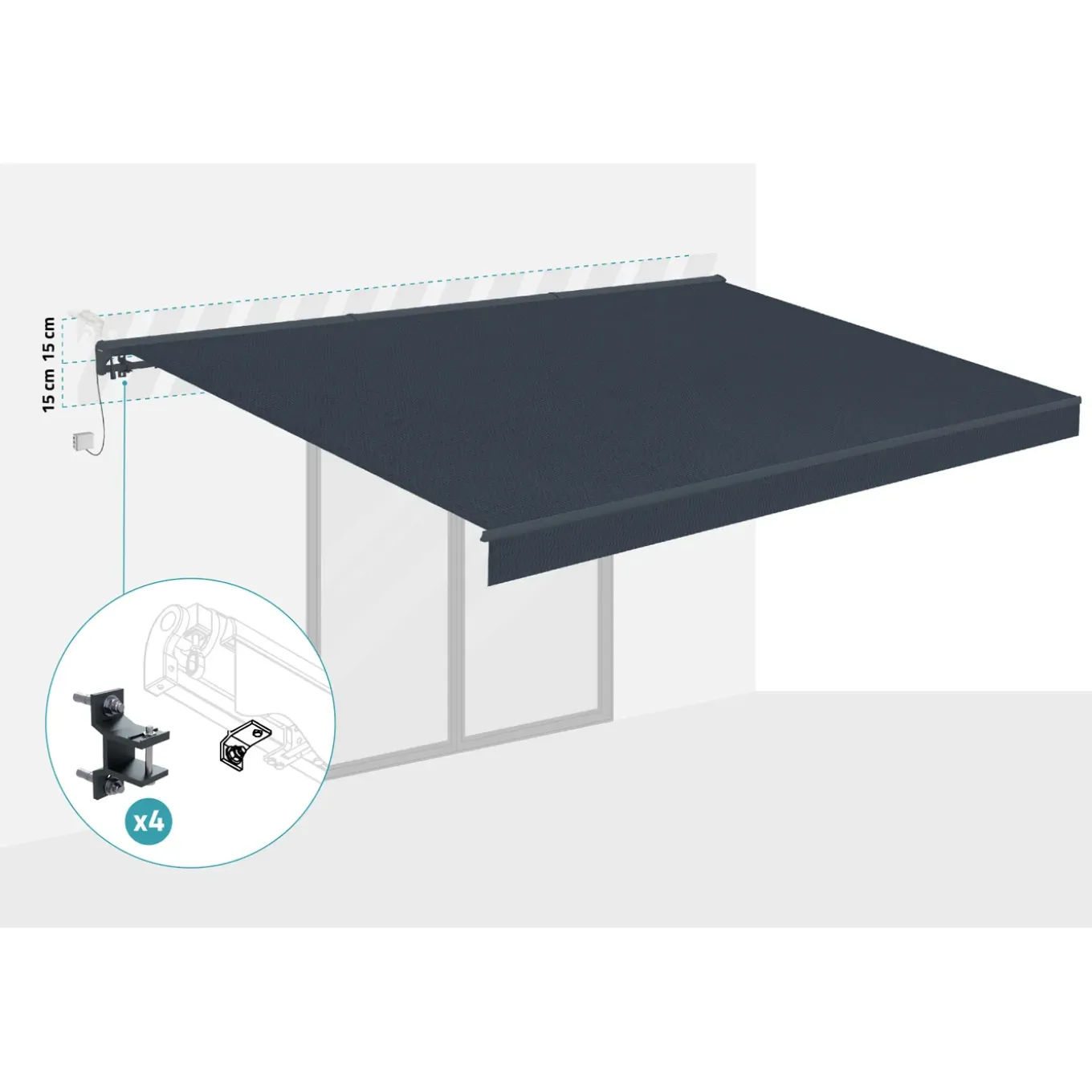 Cazeboo Gemotoriseerde Zonneluifel Fazzio 5x3m - 320g/m² Premium Canvas Grijs