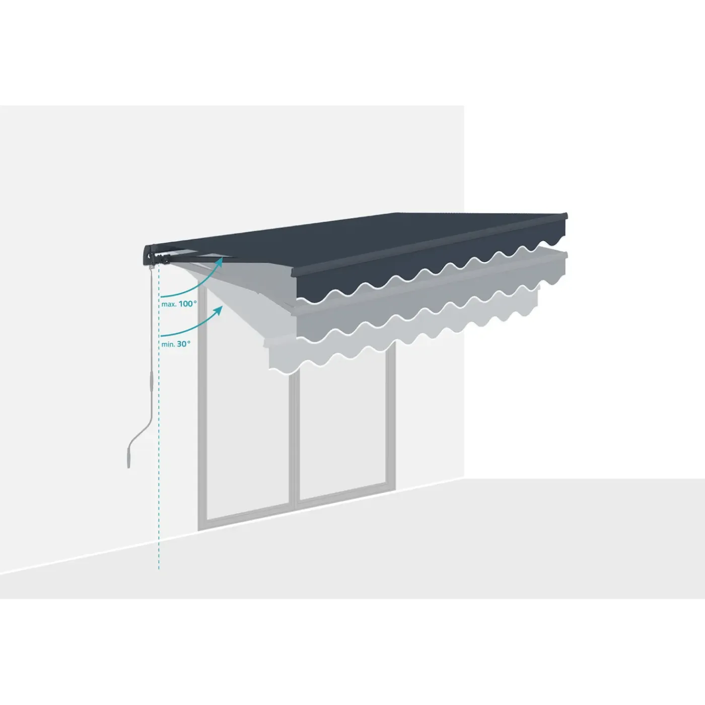 cazeboo Monoblock Luifel Vecchio 2,5x2m - 320g/m² Premium Canvas Grijs