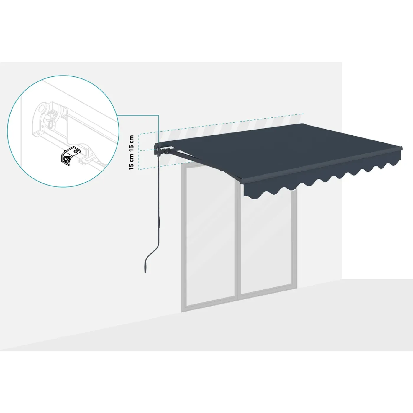 cazeboo Monoblock Luifel Vecchio 2,5x2m - 320g/m² Premium Canvas Grijs