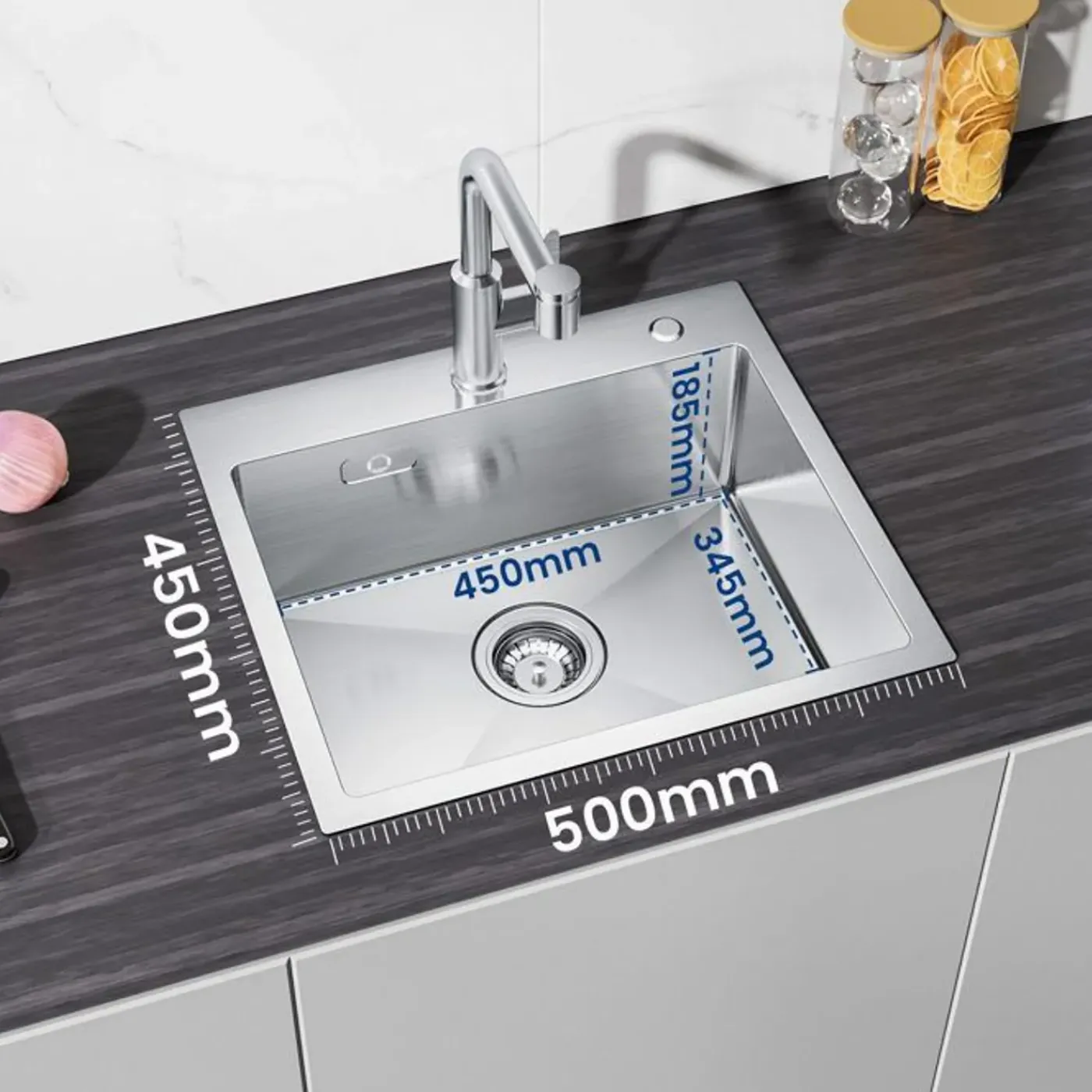 CECIPA MAX - Keukenspoelbak - Opbouwmodel, Geborsteld Inox, Uittrekbare Mengkraan