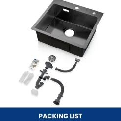 Cecipa Max - Pvd Nano Inox Keukenspoelbak, Enkelvoudig Zwart Bassin - 50 Cm