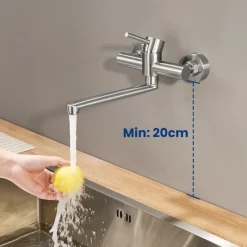 CECIPA MAX - Wandmengkraan Van Geborsteld Roestvrij Staal - 360° Draaibare Uitloop - 40 Cm