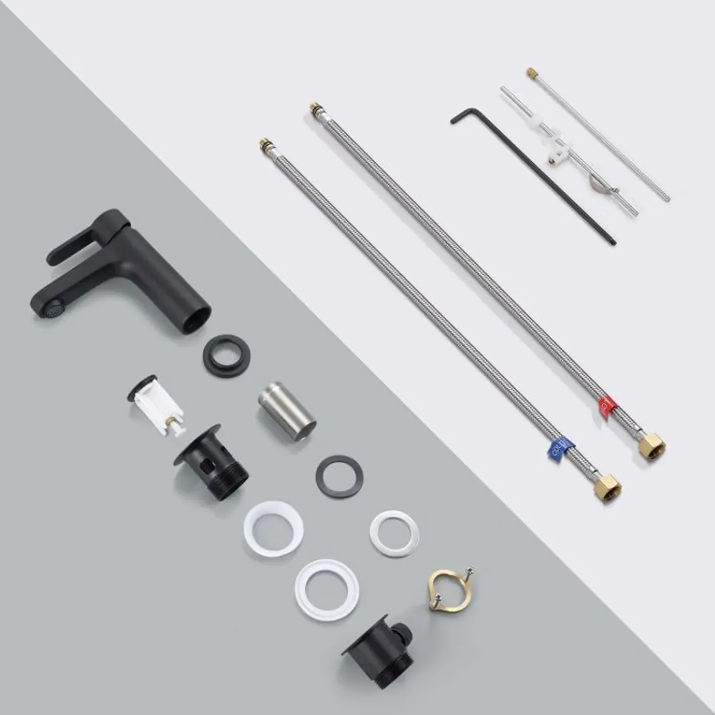 CECIPA - Wastafelmengkraan - Badkamerkraan Met Trekstang, Zwart, Modern Design