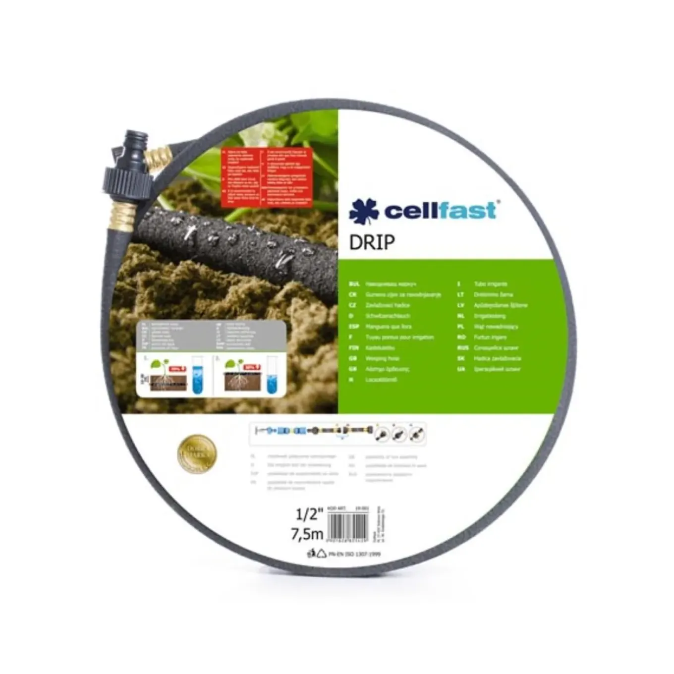 Cellfast Cf19-001 Druppelslang 7.5m 12mm Rubber Voor Tuinbewatering