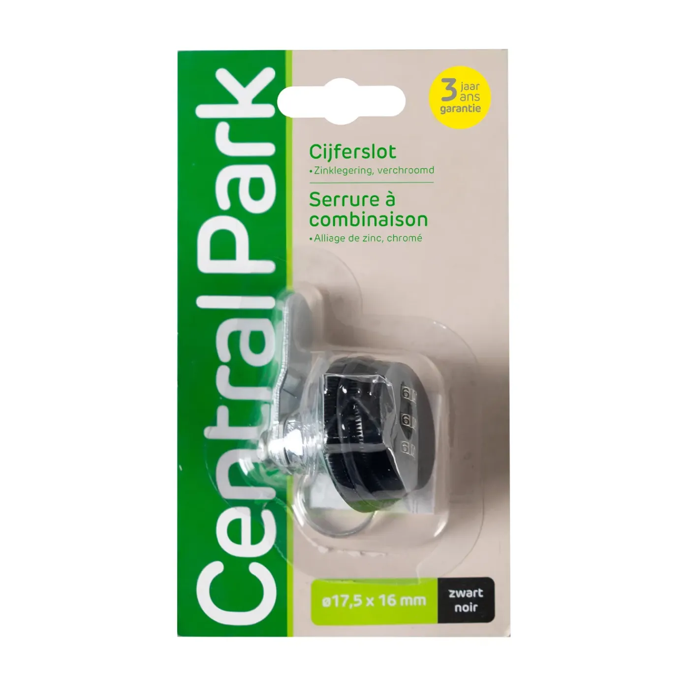 Central Park Cijferslot voor Brievenbus 16mm - Zink - Zwart - 3,7x5,8x4,6cm