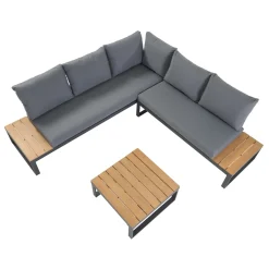 Central Park Hoekbank Scalea - Staal/Eucalyptus - Antraciet - 5 Personen