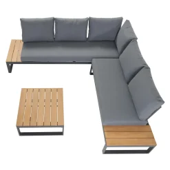 Central Park Hoekbank Scalea - Staal/Eucalyptus - Antraciet - 5 Personen