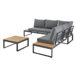 Central Park Hoekbank Scalea - Staal/Eucalyptus - Antraciet - 5 Personen