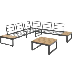 Central Park Hoekbank Scalea - Staal/Eucalyptus - Antraciet - 5 Personen