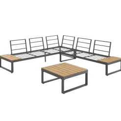 Central Park Hoekbank Scalea - Staal/Eucalyptus - Antraciet - 5 Personen