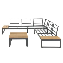 Central Park Hoekbank Scalea - Staal/Eucalyptus - Antraciet - 5 Personen