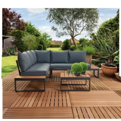 Central Park Hoekbank Scalea - Staal/Eucalyptus - Antraciet - 5 Personen