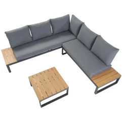 Central Park Hoekbank Scalea - Staal/Eucalyptus - Antraciet - 5 Personen