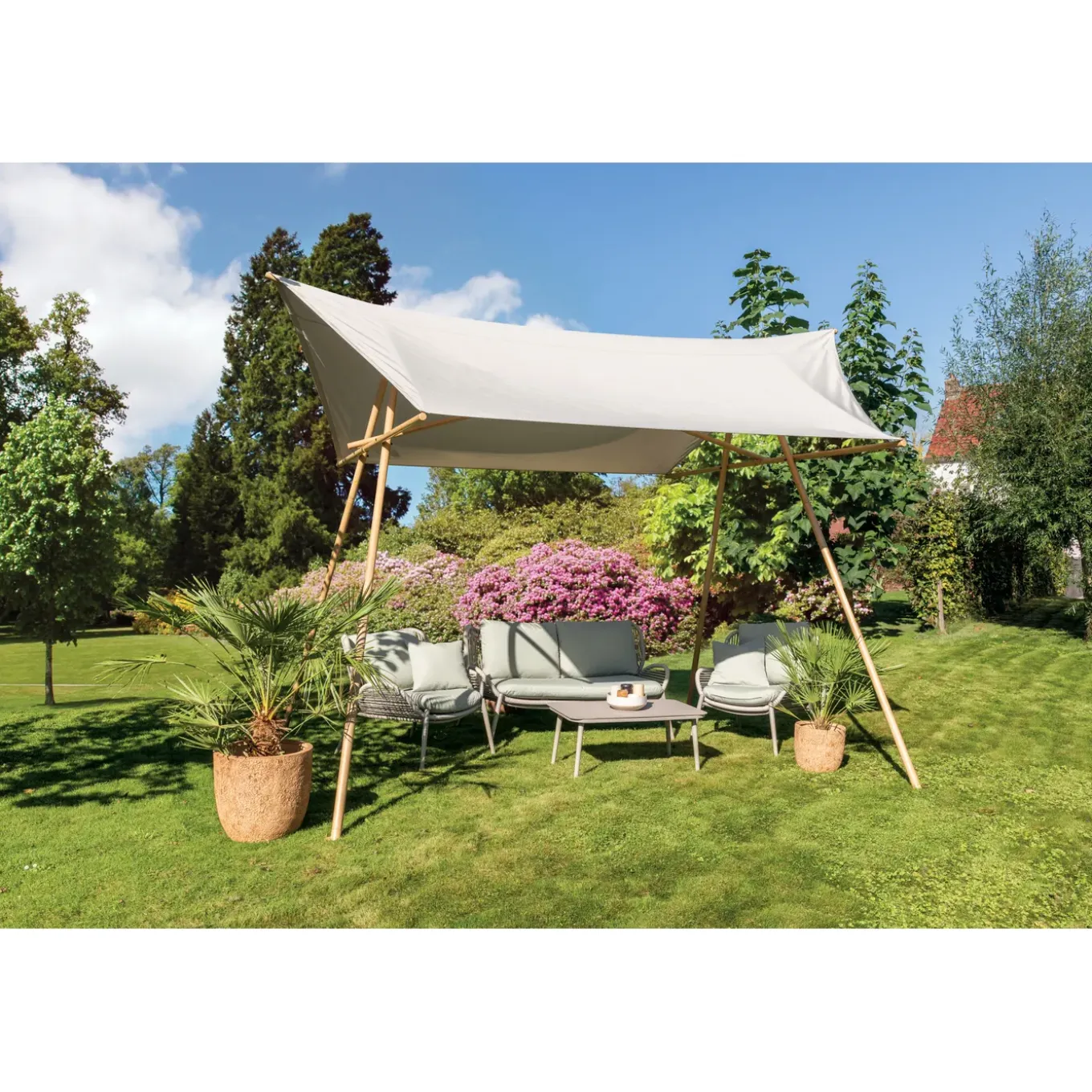 Central Park Loungeset Kea - Staal/Wicker - Groen - 4 Personen