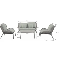 Central Park Loungeset Kea - Staal/Wicker - Groen - 4 Personen
