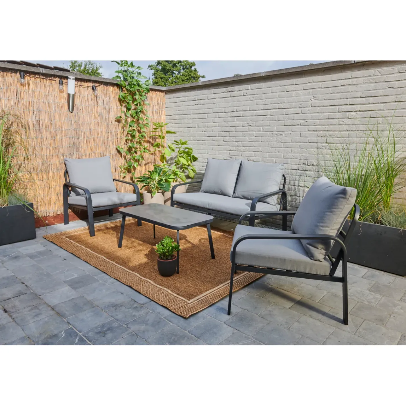 Central Park Loungeset Milos - Staal - Donkergrijs - 4 Personen