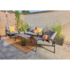 Central Park Loungeset Milos - Staal - Donkergrijs - 4 Personen