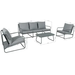 Central Park Loungeset Samos - Aluminium - Grijs - 91,5 x 354cm - 5 Personen